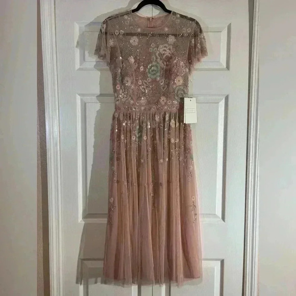 Floral Lace Appliqued A-line Midi Dress from Mac Duggal Style 9134 Size 2 - Picture 5 of 8